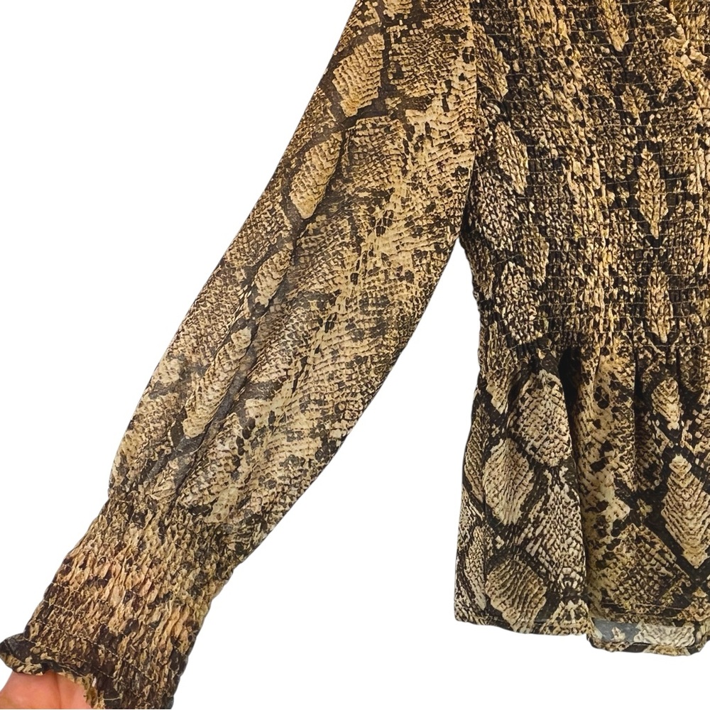 Zara The Veronica Blouse Python Snake Print Puff … - image 7